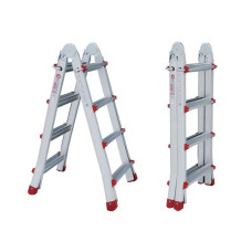 Драбина алюмінієва універсальна розкладна телескопічна 4×4 сходинки, 3,99 м, 150 кг