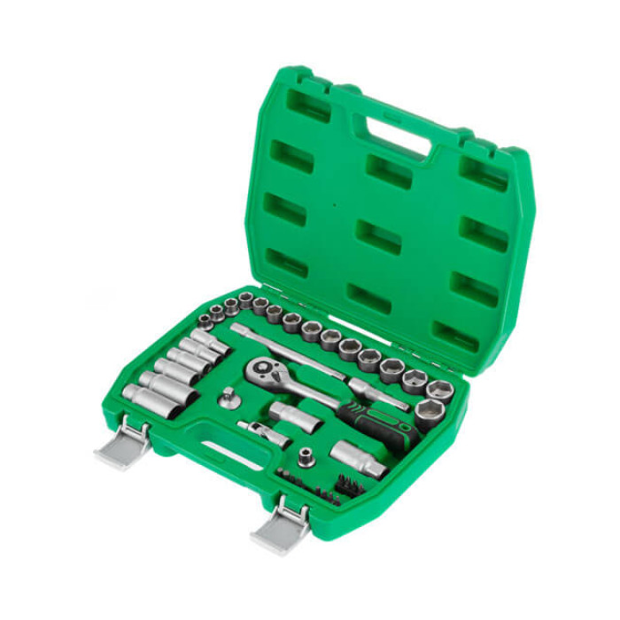 Набір інструментів, 3/8", 39 од., головки: 8-22 мм, біти 11 од., кейс