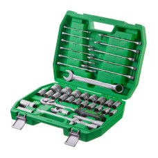 Набір інструментів, 1/2", 38 од., головки: 8-32 мм, ключі: 8-22 мм, кейс