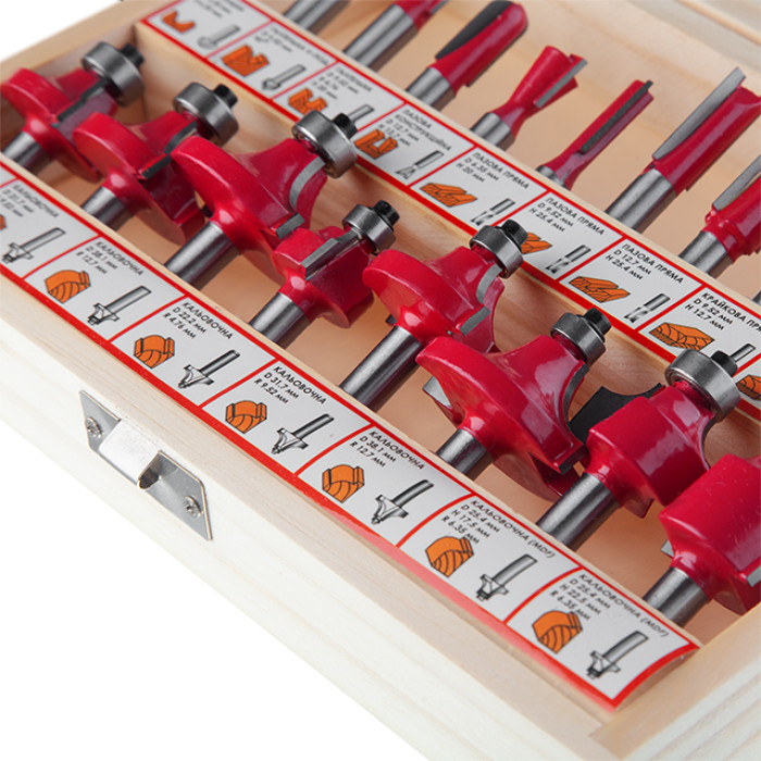 Набір фрез кінцевих по деревині, 18 шт.