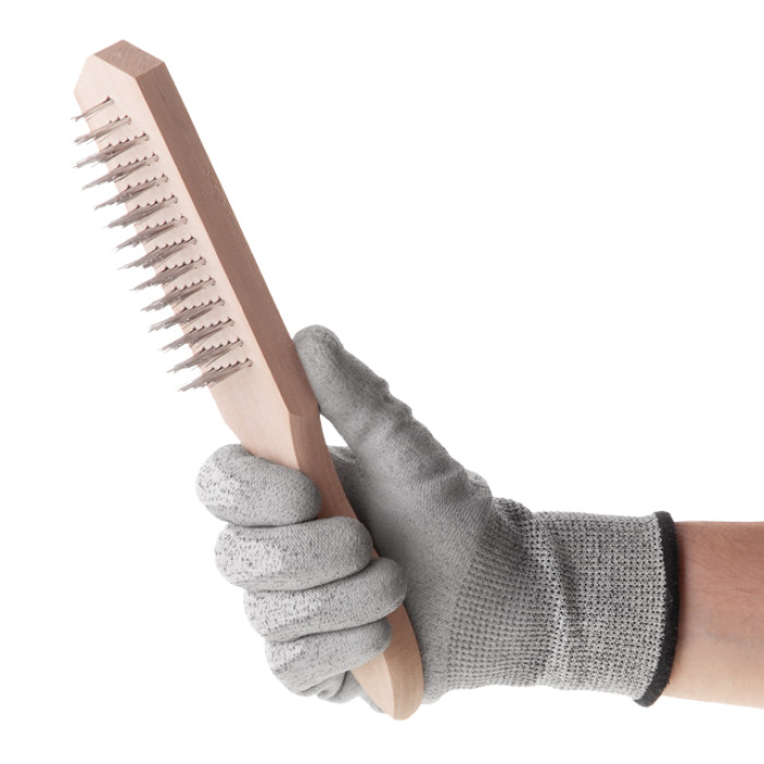 Щітка ручна, 5-рядна, корпус із дерева, cталевий дріт