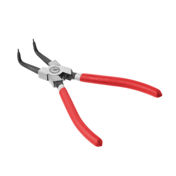 Щипці для зняття та встановлення стопорних кілець, 180 мм, вигнуті, на стиск