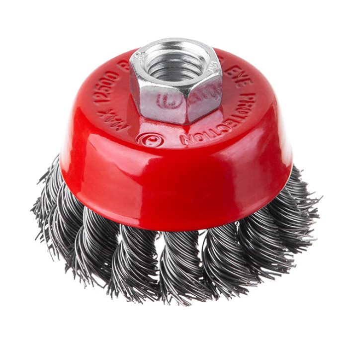Щітка чашкова, 65 мм, M14, пучки крученого дроту, для КШМ, 12500 об/хв