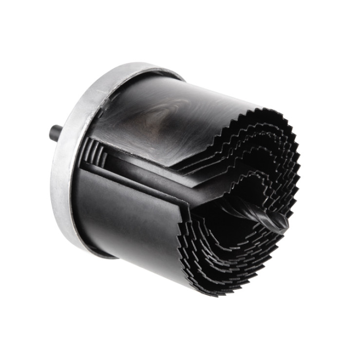 Набір корончастих свердел по гіпсокартону, 7 од., висота 43 мм, 26-63 мм