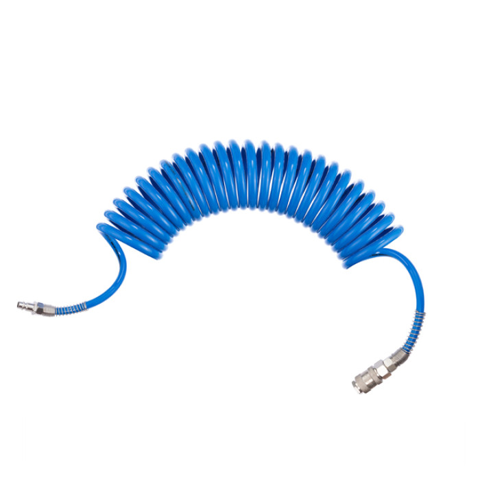 Шланг спіральний поліуретановий 6,5×10 мм, 5 м, зі швидкороз'ємними з'єднаннями