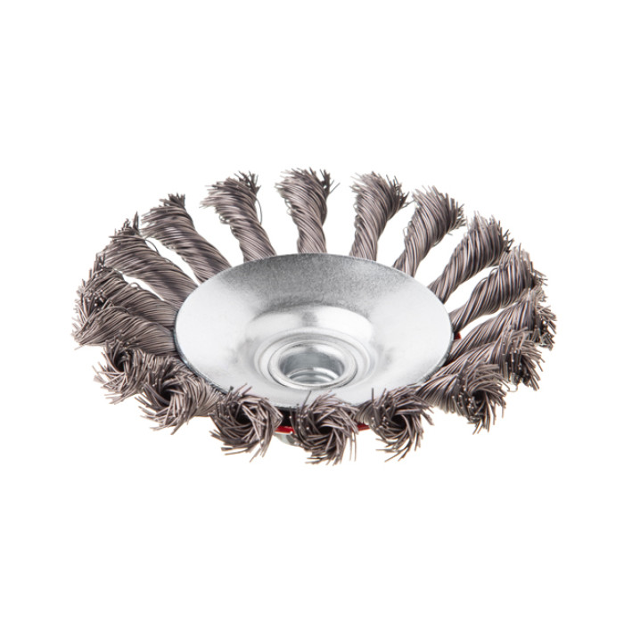 Щітка конусна, 115 мм, M14, пучки крученого дроту, для КШМ, 12500 об/хв