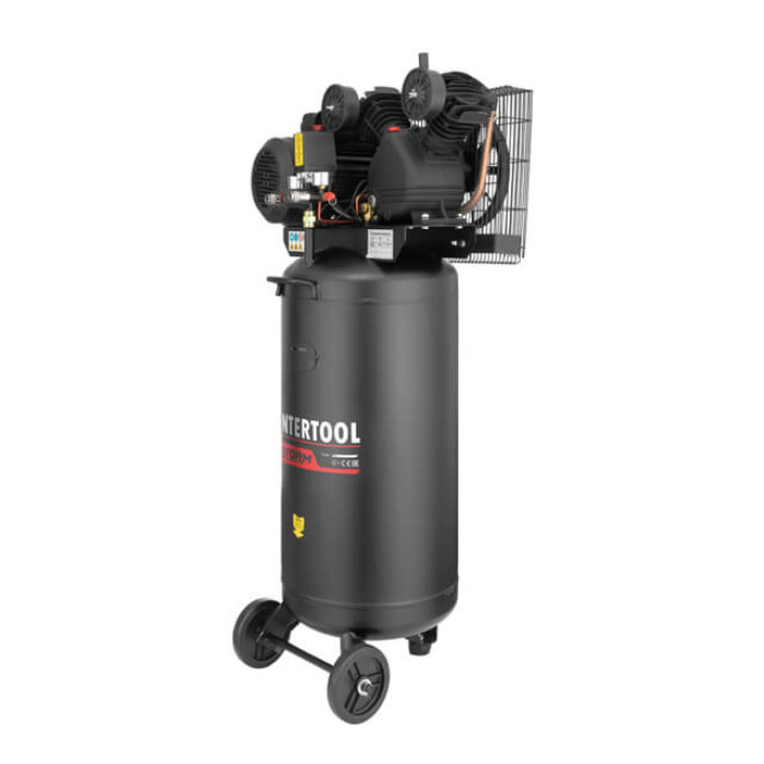 Компресор, 100 л, вертикальний, 3,0 кВт, 220 В, 10 атм, 500 л/хв, 2 циліндри, 83 дБ