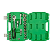 Набір інструментів, 1/2", 21 од., головки: 10-32 мм, кейс