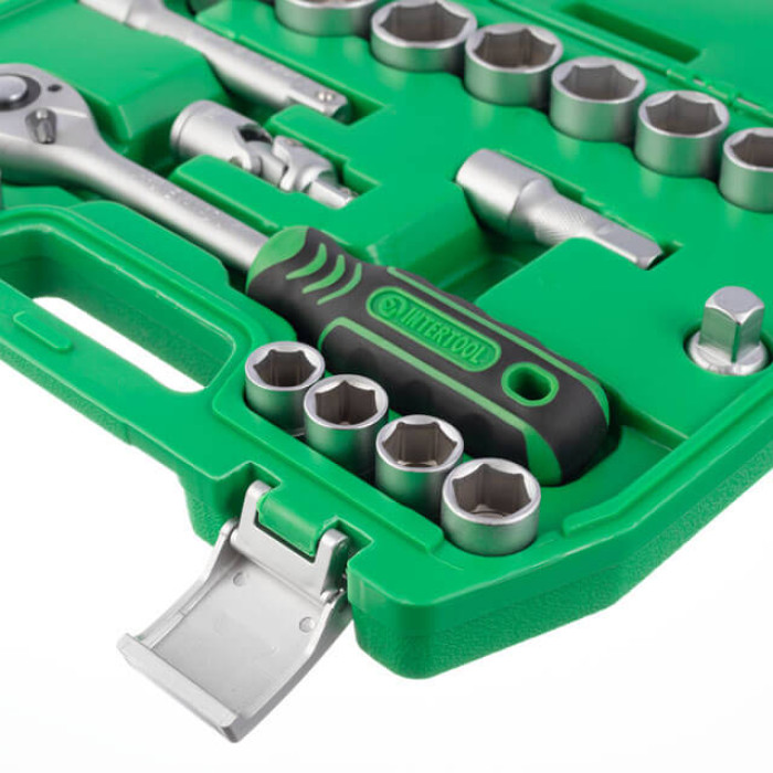 Набір інструментів, 1/2", 21 од., головки: 10-32 мм, кейс