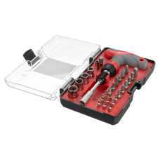 Викрутка Т-подібна з храповим механізмом і комплектом насадок, 29 од.