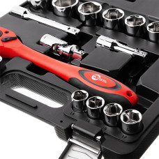 Набір інструментів, проф., 1/2", Cr-V, 21 од., головки: 10-32 мм, кейс