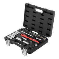 Набір інструментів, проф., 3/8", Cr-V, 39 од., головки: 8-22 мм, біти 11 од., кейс