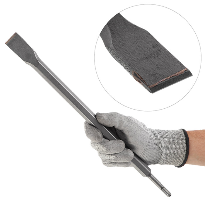 Зубило плоске, SDS-Plus, 25 мм, 400×17 мм, з побідитовою напайкою