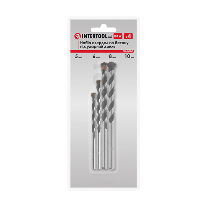 Набір свердел по бетону B&W, 4 шт. (5,6,8,10 мм), під ударний дриль