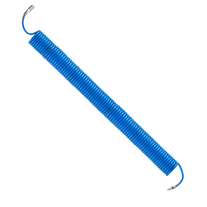 Шланг спіральний поліуретановий 6,5×10 мм, 15 м, зі швидкороз'ємними з'єднаннями