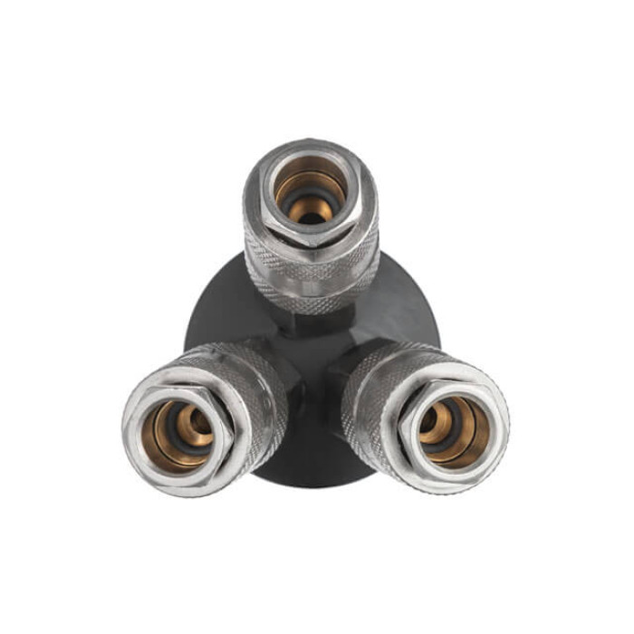 Розгалужувач повітря 1/4 "на 3 виходи, W-подібний, 10 bar, зі швидкороз'ємними з'єднаннями