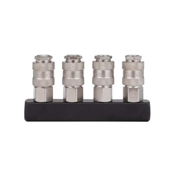 Розгалужувач повітря 1/4 "на 4 виходи, прямий, 10 bar, зі швидкороз'ємними з'єднаннями