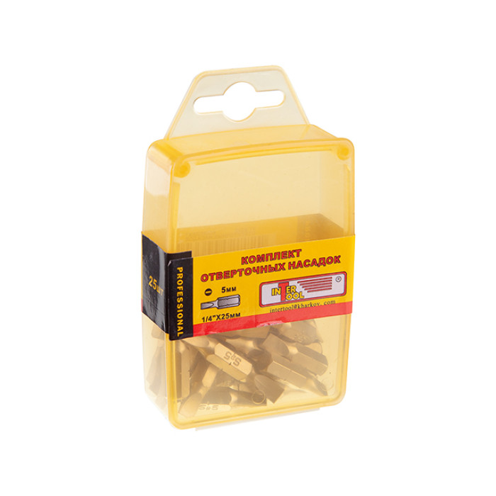 Комплект насадок до викруток SL5, 1/4", 25 мм, уп. 25 шт.