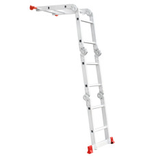 Драбина алюмінієва багатофункціональна трансформер, 4×2 сходинки, 2,38 м, 150 кг