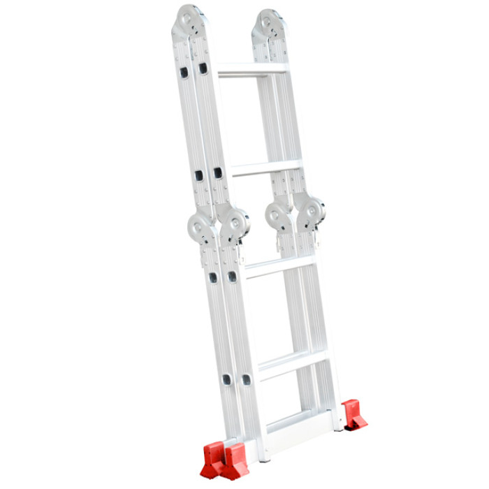 Драбина алюмінієва багатофункціональна трансформер, 4×2 сходинки, 2,38 м, 150 кг