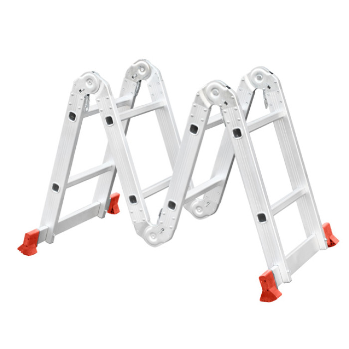 Драбина алюмінієва багатофункціональна трансформер, 4×2 сходинки, 2,38 м, 150 кг