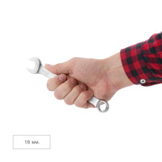 Ключ комбінований 16мм Cr-V, покриття сатин-хром, DIN3113, STORM