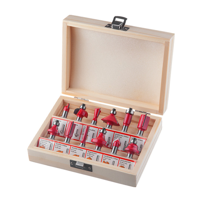 Набір фрез кінцевих по деревині, 12 шт.