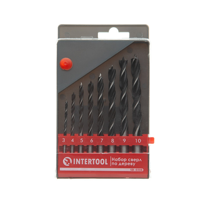 Набір свердел по деревині, 8 шт. (3, 4, 5, 6, 7, 8, 9, 10 мм)