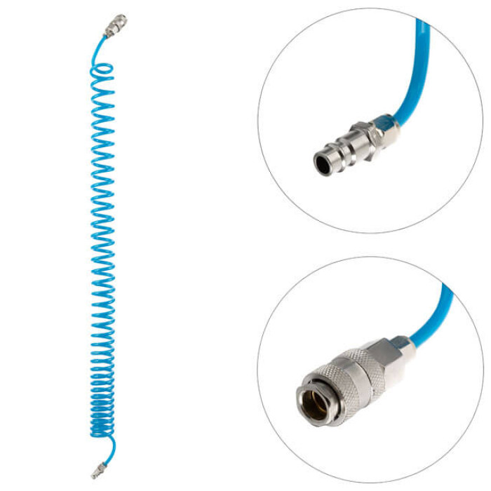 Набір для продувки кабіни вантажних авто: пістолет, шланг поліуретановий 5 м 6×4 мм, трійник на шланг 6 мм, на швидкороз'ємних з'єднаннях