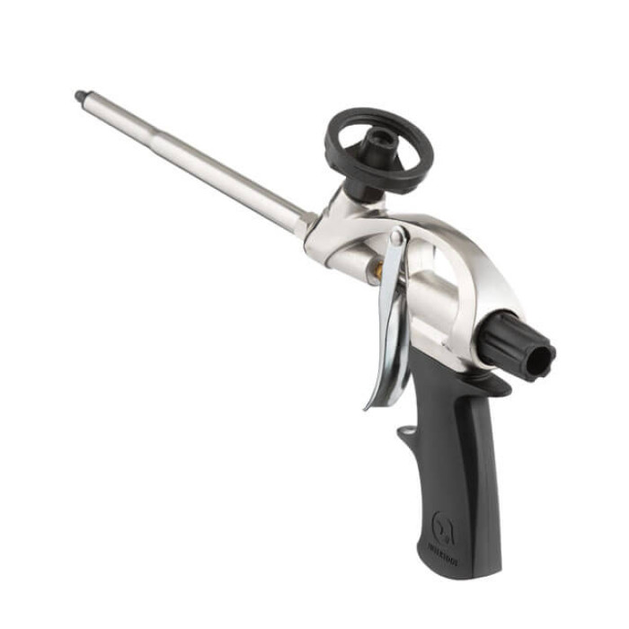 Пістолет для монтажної піни, з тефлоновим покриттям утримувача балона, 4 насадки