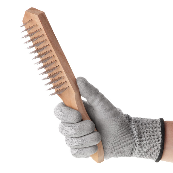 Щітка ручна, 6-рядна, корпус із дерева, cталевий дріт