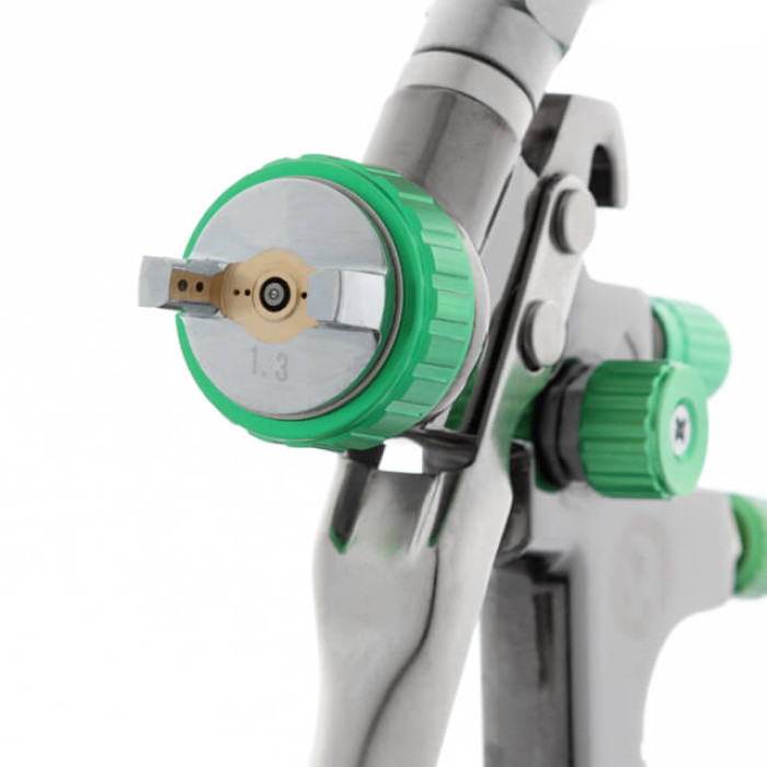 Фарбопульт пневматичний LVLP GREEN, професійний, форсунка: 1,3 мм, верхній пластиковий бачок: 600 мл, 1,5 бар, STORM