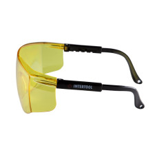 Окуляри захисні, жовті, лінзи полікарбонат, регульовані заушники чорні нейлонові, захист від удару