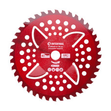 Ніж для мотокоси/тримера з твердосплавними напайками ø255x25.4x1.35 мм 40T, HRC 82-86, 4 підрізні лопаті, анодоване покриття