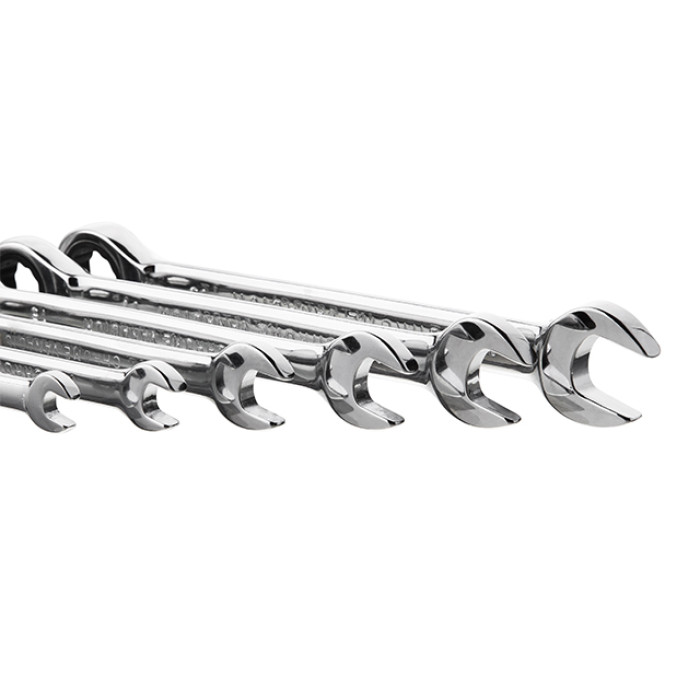 Набір ключів комбінованих, з тріскачкою, 12 шт., 8-19 мм, Cr-V, професійний, DIN3113