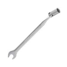 Ключ рожково-накидний, шарнірний, 9 мм, Cr-V, покриття: сатин-хром