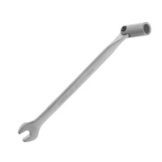 Ключ рожково-накидний, шарнірний, 9 мм, Cr-V, покриття: сатин-хром