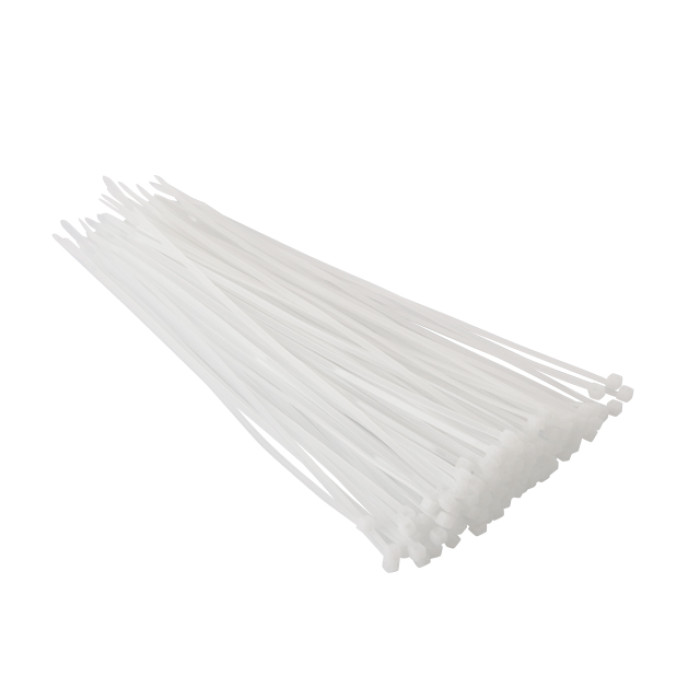 Хомут пластиковий, 2,5×200 мм, 100 шт/упак, білий