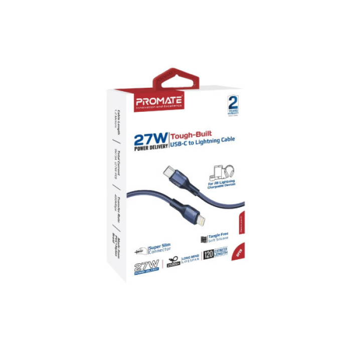 Дата кабель USB-C to Lightning 1.2m 27W PD FletchLink-CI blue Promate (fletchlink-ci.blue)