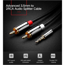 Кабель мультимедійний 3.5mm M to 2xRCA M 5.0m AV116 black Ugreen (10591)
