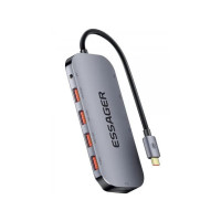 Концентратор Essager USB-C 11-in-1 USB 3.2 + USB 2.0 + HDMI + VGA + USB-C + RJ45 + SD/TF + audio (EHB11-FQ0G-Z)
