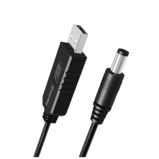 Кабель живлення USB to DC 5.5x2.5mm 12V 1.0m black ColorWay (CW-CBUD067-BK)