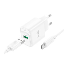 Зарядний пристрій HOCO C140A Smart USB QC3.0 + cable USB to USB-C White (6942007627832)