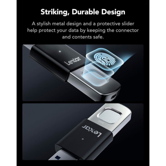 USB флеш накопичувач Lexar 256GB JumpDrive Fingerprint F35 Pro USB 3.2 (LJDF35P256G-RNBNG)