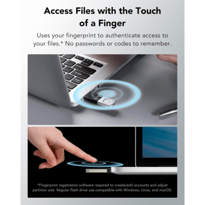 USB флеш накопичувач Lexar 256GB JumpDrive Fingerprint F35 Pro USB 3.2 (LJDF35P256G-RNBNG)