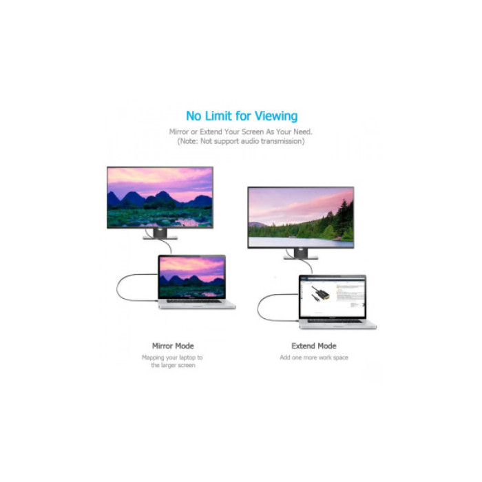 Кабель мультимедійний USB-C to VGA M 1.8m black Choetech (XCV-1801-BK)