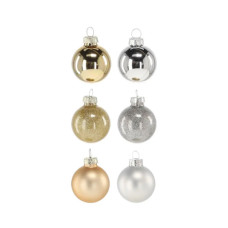 Ялинкова іграшка Chomik скляні кульки 36 шт, 4 см, колір мікс шампань, срібний (5900779882201)