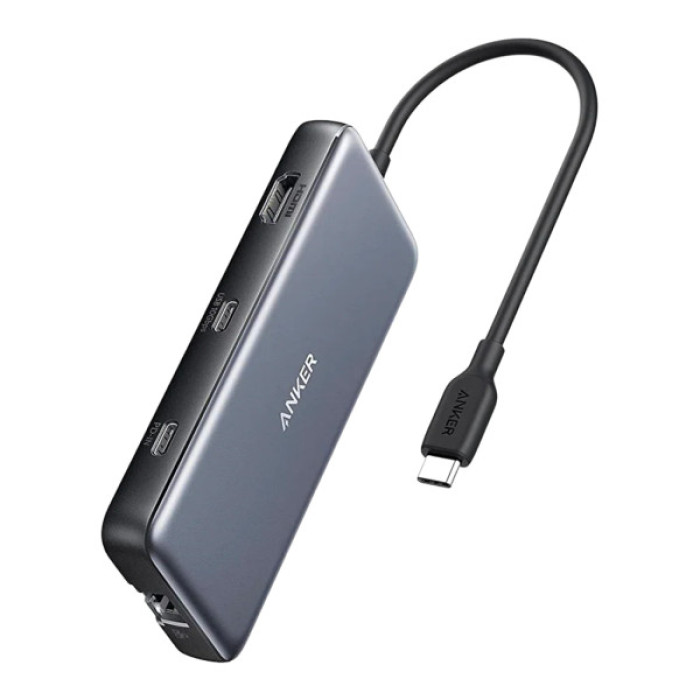 Концентратор USB-C 8-in-1 1xUSB-C PD100W + 1xHDMI + 2xUSB-A + 1xUSB-C 10Gbps + 1xRJ45 + SD black Anker (A83830A2)