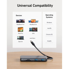 Концентратор USB-C 8-in-1 1xUSB-C PD100W + 1xHDMI + 2xUSB-A + 1xUSB-C 10Gbps + 1xRJ45 + SD black Anker (A83830A2)