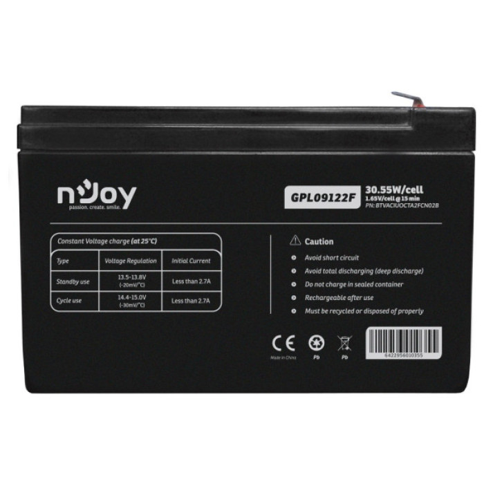 Батарея до ДБЖ nJoy 12V 9Ah (BTVACIUOCTA2FCN02B) AGM (GPL09122F)